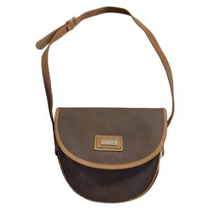 Lancel Vintage Leather and Canvas Brown Flap Shoulder Bag